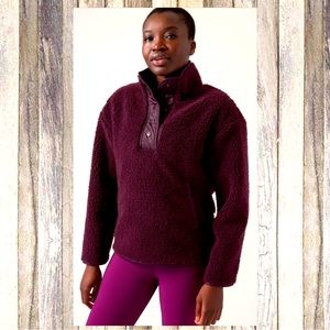 athleta cozy sherpa snap pullover sweatshirt NWT